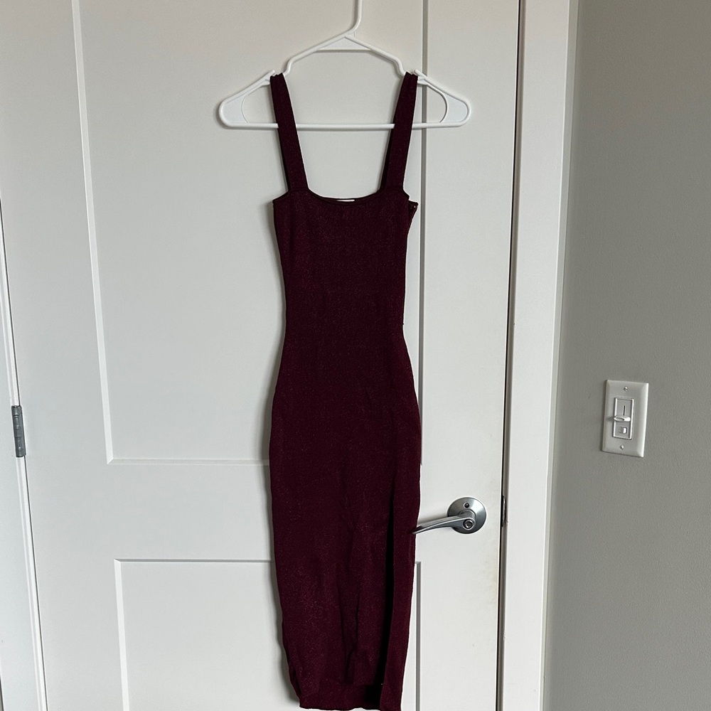 Superdown Deep Burgundy Midi Dress